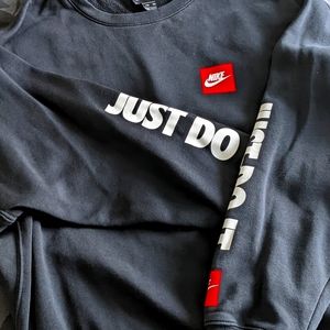 NIKE Sportswear Fleece Crew “Just Do It” Sweatshirt Black CQ7175-010 Sz. XXL